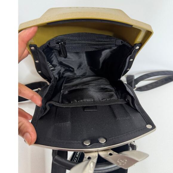 Boblbee Scarabée hard-shell mini backpack St Tropez model in metallic gold. main image 8